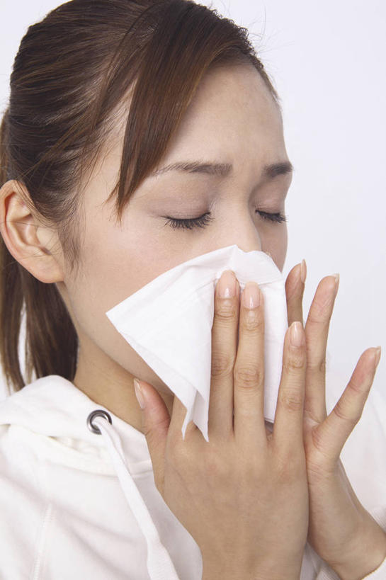 东方人,室内,白色背景,生病,冷,生活方式,感冒,肖像,女人,亚洲人,年轻人,彩图,影棚拍摄