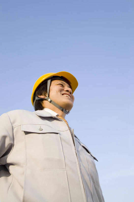 东方人,微笑,商务,头盔,天空,职业,生活方式,肖像,男人,男性,亚洲人,年轻人,彩图