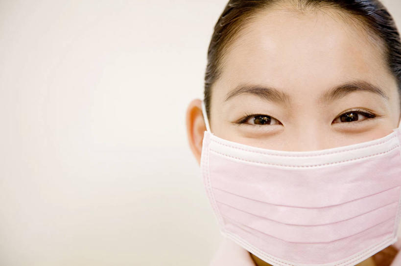 东方人,微笑,室内,白色背景,干净,生活方式,面罩,肖像,女人,亚洲人,年轻人,彩图,影棚拍摄,门诊部