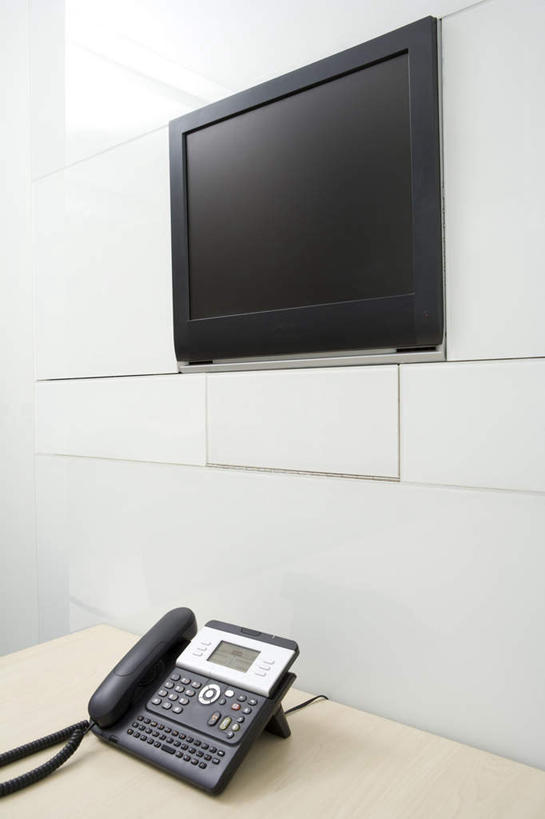 无人,办公室,会议室,竖图,侧面,商务,通讯,显示器,技术,吊挂,悬挂,屏幕,挂,现代,书桌,座位,摄影,传真机,无线电技术,电话机,彩图