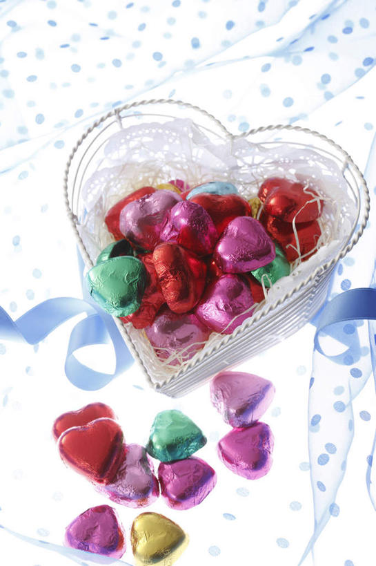 特写,静物,礼物,许多,节日,篮子,糖果,很多,浪漫,饮食,甜食,巧克力,朱古力,心型,彩图,影棚拍摄,爱