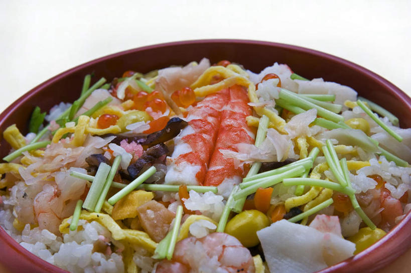 鱼子酱,无人,横图,俯视,室内,白色背景,静物,许多,日本文化,白米,日本料理,食品,米,很多,饮食,碗,摄影,堆,细香葱,简单,膳食,清新,蟹棒,蟹肉棒,东亚文化,健康食物,海产,彩图,高角度拍摄,影棚拍摄,装饰菜,蟹足棒