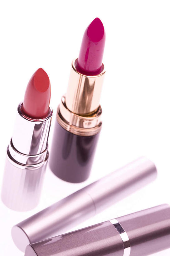 无人,竖图,俯视,白色背景,美容,时尚,静物,准备,彩妆,唇膏,四个,摄影,化妆用品,美化,彩图,高角度拍摄,影棚拍摄,魅力,例行公事