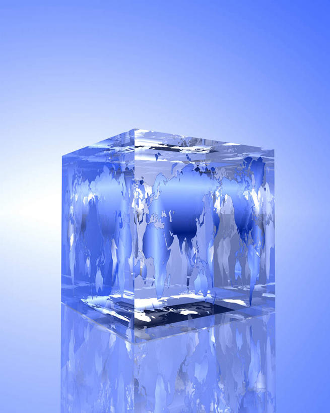 无人,竖图,留白,侧面,神秘,蓝色背景,反射,光线,地球仪,世界地图,冰块,光芒,立方体,蓝色,摄影,纯净,彩图,影棚拍摄