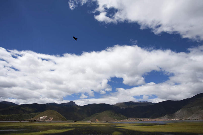 无人,横图,室外,湖,美景,水,香格里拉,中国,亚洲,景观,云,天空,自然,景色,摄影,自然风光,东亚,云南省,彩图