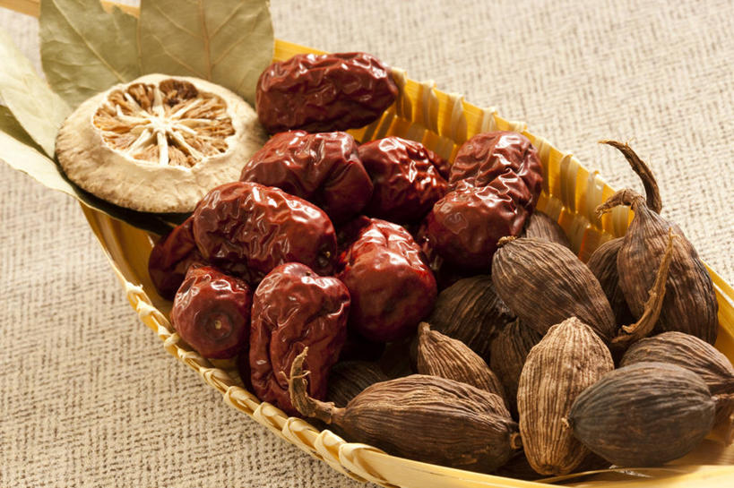 无人,横图,特写,留白,静物,许多,食品,很多,饮食,草本,月桂叶,香叶,天竺桂,香桂叶,桂叶,月桂,彩图,精力,枣糕,草果