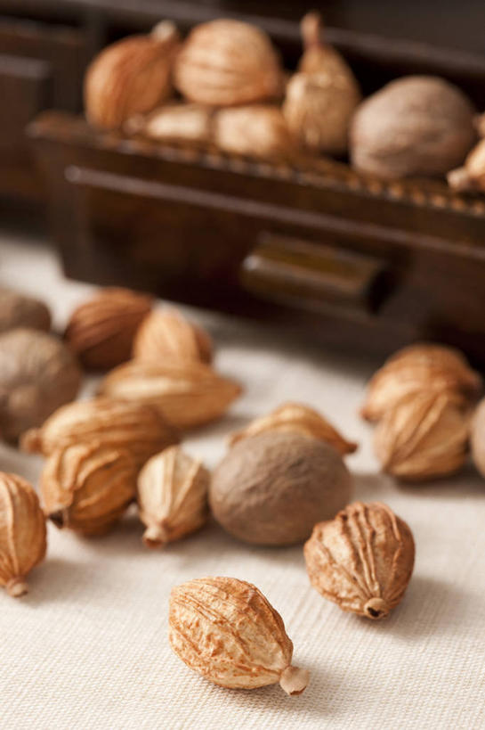 无人,竖图,特写,静物,抽屉,许多,香料,食品,很多,饮食,肉豆蔻,彩图,砂仁