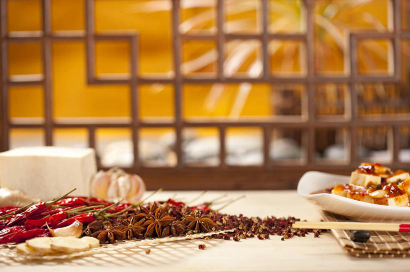 豆腐,无人,横图,辣椒,静物,中国,亚洲,美味,食品,传统,麻婆豆腐,饮食,摄影,膳食,中国文化,东亚,主菜,四川菜,彩图,传统文化,麻椒,成分