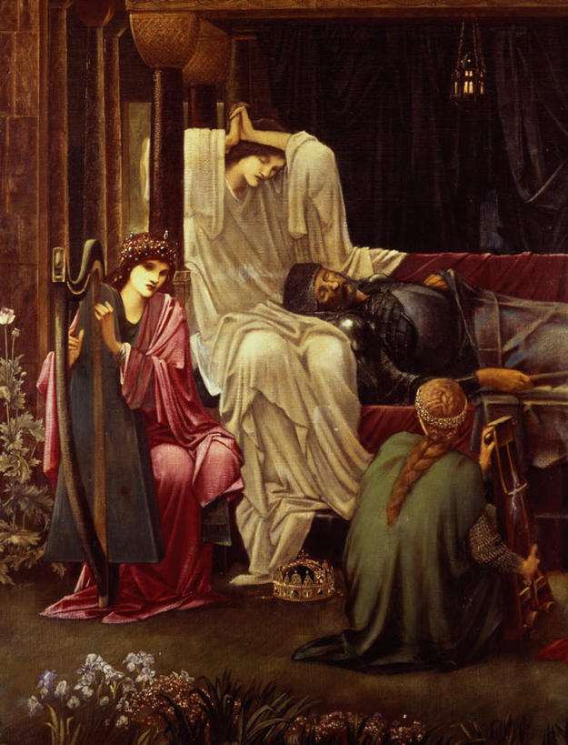 西方人,无人,四个人,坐,躺,蹲,闭眼,睡,横图,室内,白天,正面,绘画,安全,椅子,油画,欧洲,欧洲人,握,艺术,装饰,长袍,盔甲,头饰,柱子,防护,乐器,竖琴,弦乐器,古典,拿,拿着,文化,白色,工艺品,品味,握着,保护,华丽,修饰,美术,死亡,点缀,高雅,弹拨弦鸣乐器,保险,侍从,防御,铠甲,美学,衬托,美观,雅致,雅观,防具,防卫,卧着,平安,男人,男性,年轻男性,年轻女性,女人,女性,白种人,闭眼睛,闭着眼,闭着眼睛,蹲着,困,困觉,寝息,睡觉,躺着,卧,坐着,彩图,全身,弹拨弦乐器,甲胄