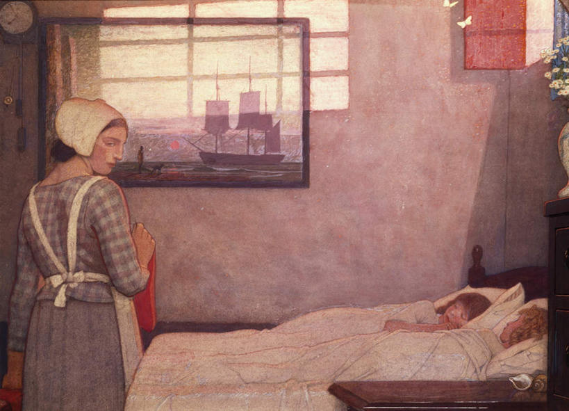 西方人,儿童,无人,三个人,服务员,站,躺,睡,横图,室内,白天,正面,绘画,窗户,床,落地窗,欧洲,欧洲人,握,阴影,艺术,时间,光线,时钟,头巾,围裙,影子,墙,双人床,床单,古典,拿,计时,拿着,注视,文化,被子,玻璃窗,墙壁,墙面,小孩,白色,阳光,工艺品,挂钟,钟表,观察,看,品味,站着,表,握着,观看,美术,察看,女仆,高雅,被单,关注,美学,婢女,女婢,女侍,卧着,女孩,女人,女性,白种人,服务生,侍者,钟,困,困觉,寝息,睡觉,躺着,卧,站立,半身,彩图,女生