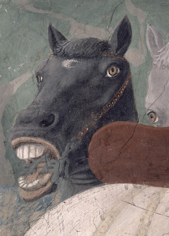 无人,站,竖图,室内,白天,正面,绘画,马,野生动物,油画,艺术,古典,注视,文化,白色,黑色,动物,工艺品,观察,看,品味,站着,张嘴,运输,牲畜,观看,美术,察看,高雅,两匹,关注,张大嘴巴,美学,张开嘴,站立,半身,彩图