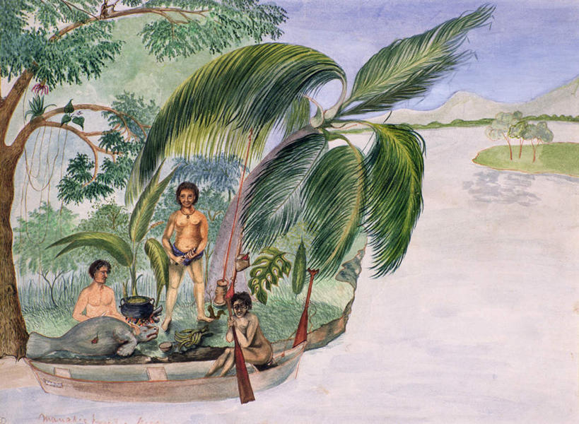 西方人,无人,三个人,站,坐,横图,室内,白天,正面,绘画,热情,河流,石头,山,山脉,水,植物,棕榈树,哺乳动物,海牛,野生动物,火,叶子,油画,欧洲,非洲,黑人,欧洲人,阴影,艺术,光线,火焰,石子,影子,河水,山顶,山峰,水流,云,云朵,绿叶,山峦,古典,燃烧,云彩,注视,文化,裸露,树,树木,蓝色,绿色,白云,蓝天,天空,阳光,自然,动物,工艺品,群山,天,观察,看,品味,站着,嫩叶,生长,晴朗,成长,赤裸,观看,美术,察看,高雅,关注,裸,棕榈叶,沉积岩,美学,颠峰,极峰,水成岩,男人,男性,中年男性,非洲人,叶,叶片,石块,岩石,晴空,站立,坐着,彩图,全身