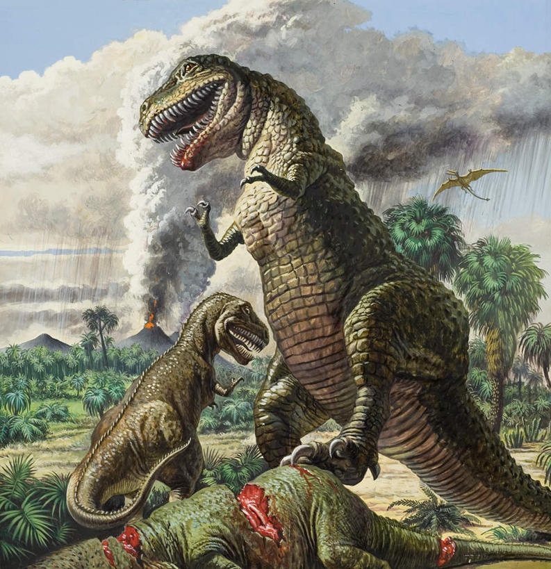 无人,站,竖图,室内,白天,正面,绘画,热情,火山,森林,树林,植物,火,油画,艺术,火焰,喷发,古典,燃烧,注视,文化,树,树木,绿色,自然,工艺品,观察,看,品味,站着,恐龙,三头,生长,成长,观看,美术,察看,高雅,关注,爆发,火山爆发,凶猛,火山喷发,霸王龙,美学,灭尽,灭绝,暴龙,雷克斯暴龙,雷克斯龙,史前动物,暴发,地壳运动,地质现象,凶残,活火山,站立,半身,彩图