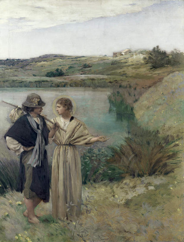 西方人,无人,两个人,伙伴,朋友,站,竖图,室内,白天,正面,民族服装,绘画,友谊,草地,草坪,河流,水,植物,油画,欧洲,欧洲人,天使,服装,节日,神话,艺术,翅膀,河水,水流,乌云,云,阴天,云朵,古典,云彩,注视,文化,草,树,树木,衣服,绿色,倒影,天空,自然,工艺品,天,观察,看,品味,祈祷,站着,健康,许愿,宗教,服饰,信仰,生长,成长,观看,纪念,祈求,美术,察看,倒映,高雅,昏暗,基督教,神圣,衣着,阴沉,穿着,关注,天主教,善良,传说,希腊神话,信徒,美学,使者,衣饰,反照,君主,炽天使,大天使,力天使,能天使,守护者,天使长,支配天使,智天使,主天使,拉法叶尔,拉斐尔,平安,圣洁,友情,男人,男性,年轻男性,中年男性,白种人,站立,彩图,全身,传统服装,民俗服