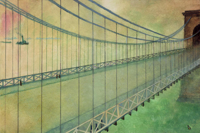 无人,横图,室内,白天,正面,旅游,度假,绘画,河流,水,标志建筑,地标,建筑,英国,欧洲,伦敦,艺术,河水,水流,云,云朵,建筑群,桥,首都,古典,云彩,文化,娱乐,建设,蓝色,白云,蓝天,天空,工艺品,天,品味,享受,休闲,放松,吊桥,晴朗,人行桥,悬索桥,美术,水彩,水彩画,高雅,西欧,吊杆,大不列颠,大不列颠及北爱尔兰联合王国,美学,大不列颠联合王国,日不落英帝国,雾都,锚锭,悬索,晴空,彩图