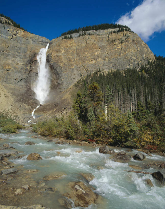 无人,公园,竖图,室外,白天,正面,旅游,度假,河流,石头,美景,瀑布,森林,树林,水,植物,加拿大,阴影,飞溅,溅,光线,石子,液体,影子,河水,景观,水滴,水流,悬崖,云,云朵,云彩,娱乐,水珠,树,树木,蓝色,绿色,白云,蓝天,天空,阳光,自然,天,享受,休闲,陡峭,景色,放松,生长,晴朗,成长,北美,北美洲,国家公园,喷洒,自然风光,美洲,北亚美利加洲,亚美利加洲,绝壁,卑诗省,不列颠哥伦比亚,不列颠哥伦比亚省,优鹤国家公园,幽鹤国家公园,笔陡,峻峭,跌水,石块,岩石,晴空,彩图