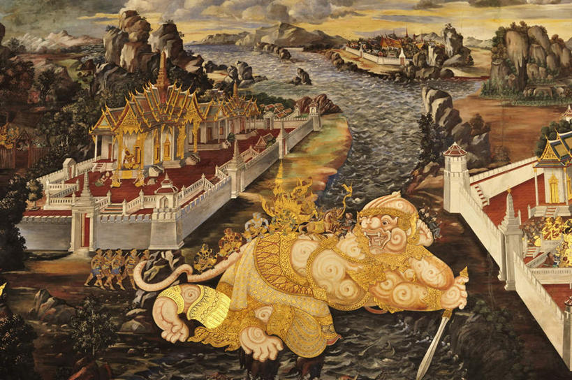 无人,寺庙,横图,室内,白天,正面,旅游,度假,绘画,名胜古迹,标志建筑,地标,建筑,曼谷,泰国,亚洲,节日,遗迹,艺术,装饰,墙,首都,古迹,文化,文物,娱乐,建设,古建筑,壁画,墙壁,墙面,庙宇,祈祷,享受,休闲,健康,旅游胜地,放松,许愿,宗教,东南亚,佛教,信仰,纪念,华丽,修饰,祈求,点缀,古文明,泰王国,大皇宫,衬托,美观,雅致,雅观,释教,曼谷皇宫,平安,画画,彩图,皇宫,庙,寺