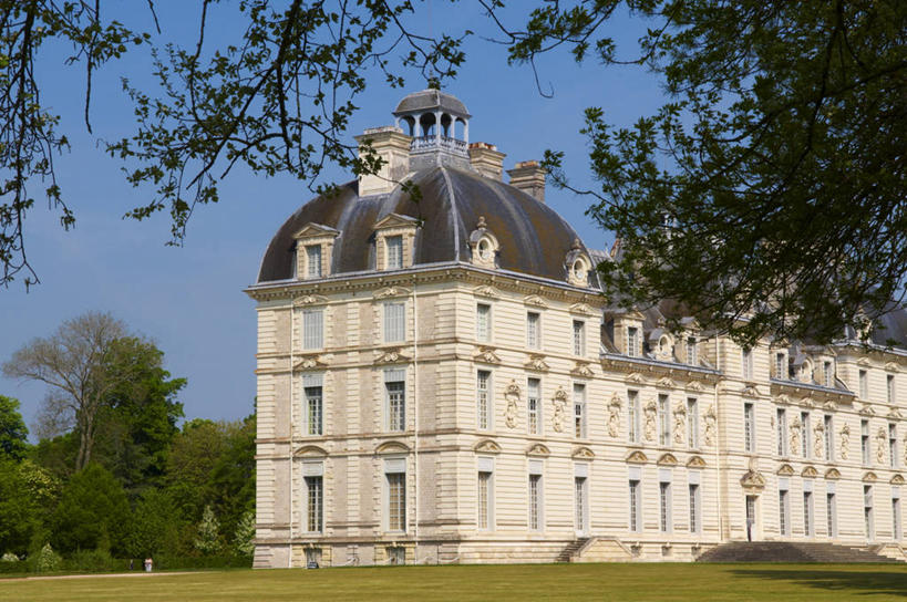 无人,横图,室外,白天,正面,旅游,度假,草地,草坪,植物,窗户,标志建筑,地标,建筑,法国,欧洲,一排,阴影,整齐,并列,并排,光线,影子,堡垒,城堡,墙,娱乐,建设,玻璃窗,墙壁,墙面,草,树,树木,排列,蓝色,绿色,蓝天,天空,阳光,自然,天,享受,休闲,旅游胜地,放松,生长,晴朗,成长,要塞,队列,平行,万里无云,法兰西共和国,法兰西第五共和国,设防,卢瓦尔.谢尔省,中央大区,晴空,晴空万里,彩图