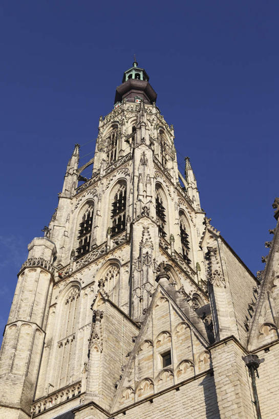 无人,教堂,竖图,室外,白天,仰视,旅游,度假,名胜古迹,标志建筑,地标,建筑,欧洲,荷兰,阴影,节日,遗迹,光线,影子,古迹,文化,文物,娱乐,建设,古建筑,蓝色,蓝天,天空,阳光,天,祈祷,享受,休闲,健康,旅游胜地,放松,许愿,宗教,信仰,晴朗,纪念,祈求,西欧,信念,古文明,万里无云,荷兰王国,尼德兰王国,北布拉班特省,平安,晴空,晴空万里,彩图,低角度拍摄,大教堂,礼拜堂