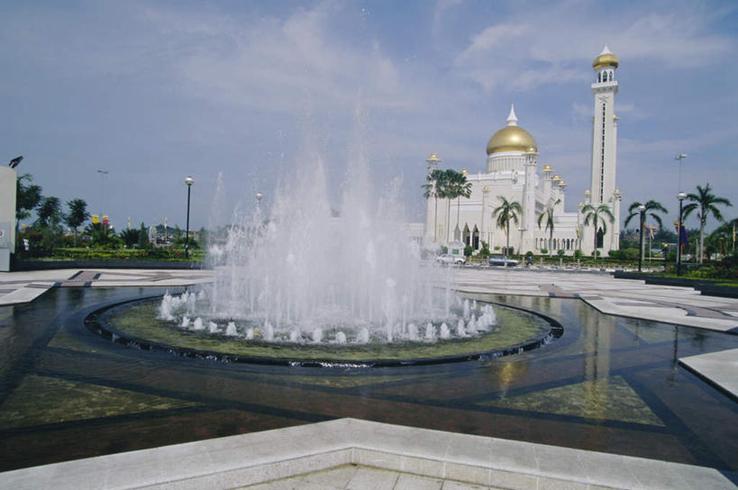 无人,广场,横图,室外,白天,仰视,旅游,度假,水,植物,标志建筑,地标,建筑,喷泉,棕榈树,叶子,文莱,亚洲,阴影,节日,光线,液体,影子,景观,水滴,云,云朵,绿叶,云彩,文化,娱乐,建设,树,树木,蓝色,绿色,白云,蓝天,天空,自然,天,品味,祈祷,享受,休闲,健康,嫩叶,旅游胜地,放松,许愿,宗教,东南亚,信仰,生长,晴朗,成长,纪念,祈求,伊斯兰教,水景,棕榈叶,美观,文莱达鲁萨兰国,平安,设计,叶,叶片,晴空,彩图,低角度拍摄