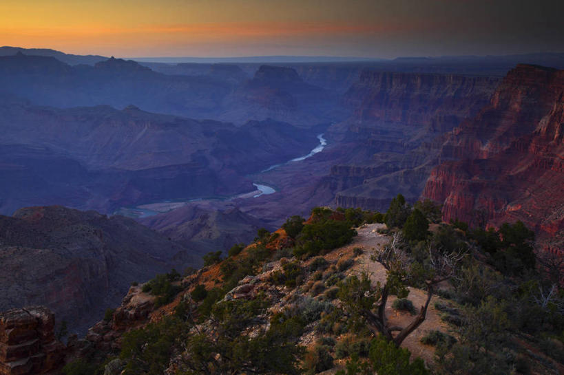 无人,横图,室外,白天,河流,日落,峡谷,美国,地形,大峡谷,地标建筑,摄影,亚利桑那,北美,大峡谷国家公园,科罗拉多河,地质学,彩图