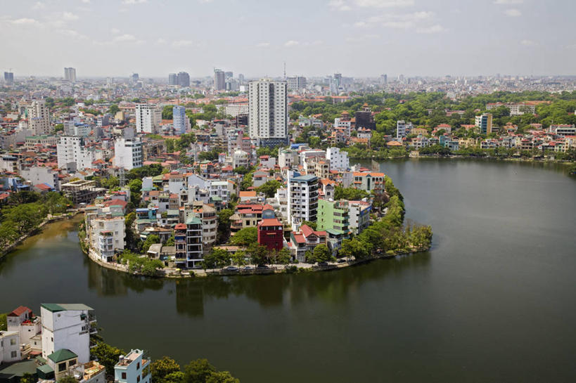 无人,横图,俯视,室外,白天,湖,城市,越南,公寓,首都,地标建筑,摄影,河内,彩图,高角度拍摄,旅行