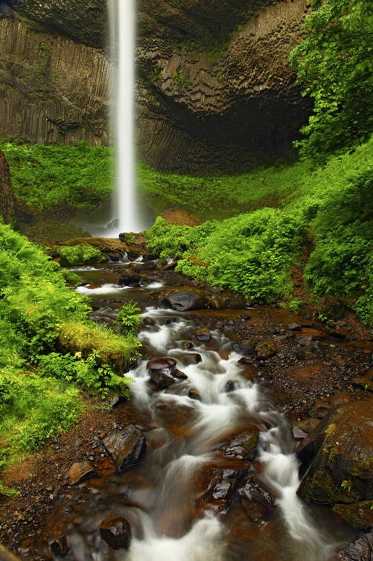 无人,竖图,室外,白天,瀑布,美国,地形,悬崖,绿色,小溪,摄影,清新,纯净,俄勒冈州,哥伦比亚河谷,岩石,彩图