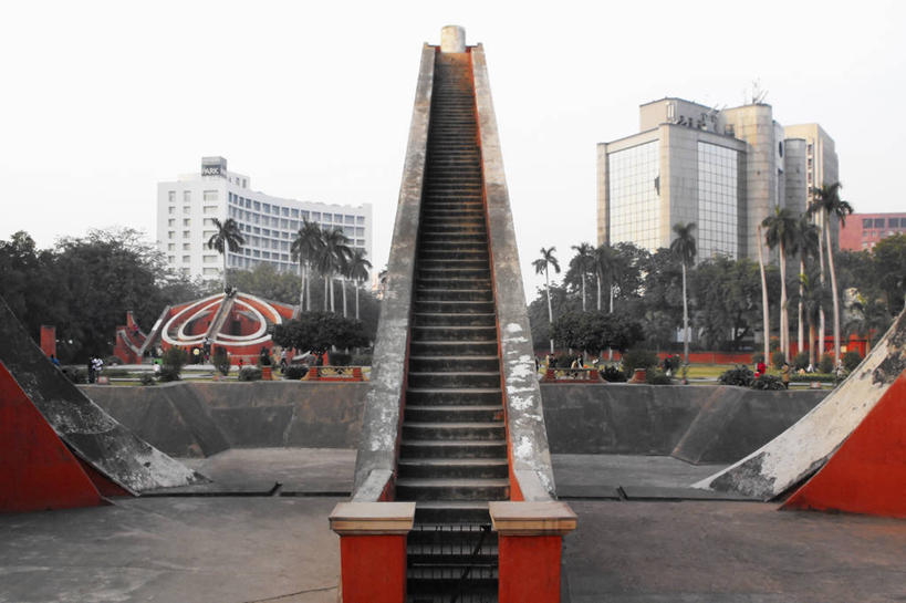 天文台,横图,建筑,印度,科学,首都,地标建筑,摄影,日晷,天文学,曼塔天文台,新德里,印度人,彩图,旅行