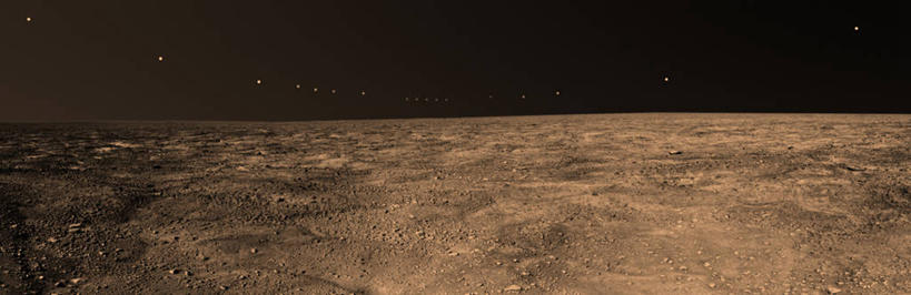 无人,横图,全景,长时间曝光,日落,沙漠,太阳,太空,地形,摄影,彩图,北极点,空间探索,极昼