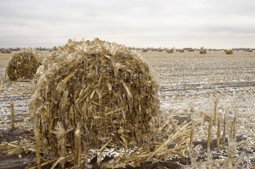 无人,横图,室外,白天,美国,田地,冬天,干草,天气,破坏,破损,草垛,寒冷,摄影,损坏,内布拉斯加,干草垛,气象学,彩图