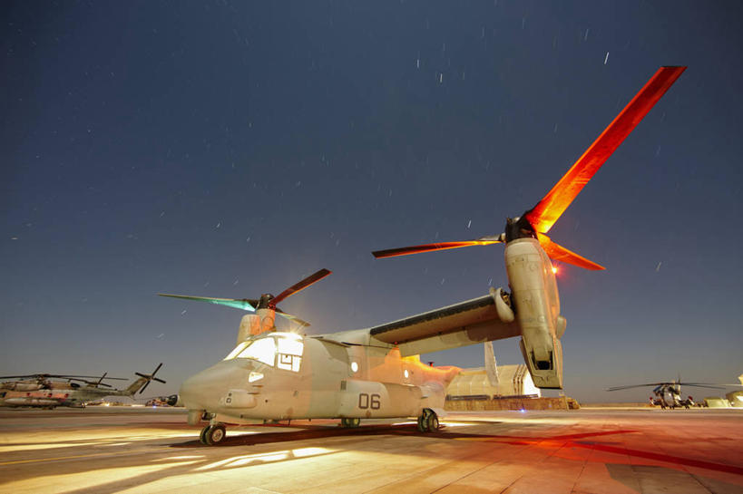 无人,横图,室外,夜晚,长时间曝光,阿富汗,军事,星星,月光,战争,摄影,飞行器,军用机,彩图,美国海军陆战队