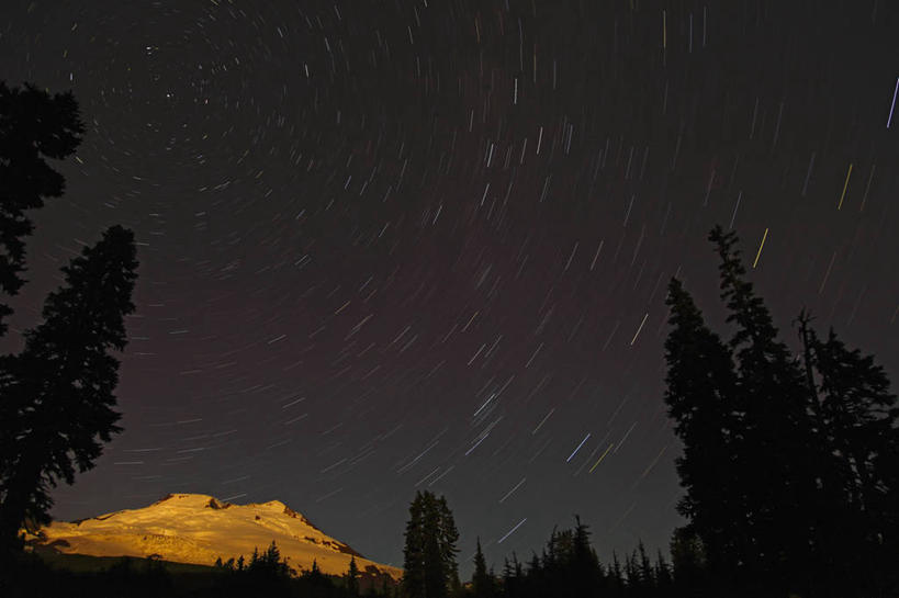 无人,横图,室外,夜晚,美国,时间,地形,星星,地标建筑,摄影,北极星,冰河,华盛顿州,卡斯基德山脉,彩图,旅行,贝克尔山