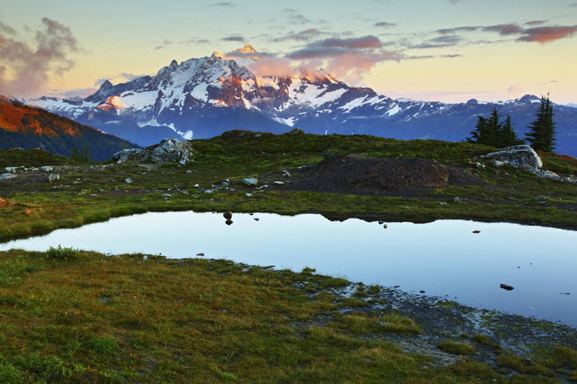无人,横图,室外,白天,湖,日落,山,美国,地形,地标建筑,摄影,宁静,华盛顿州,卡斯基德山脉,彩图,旅行
