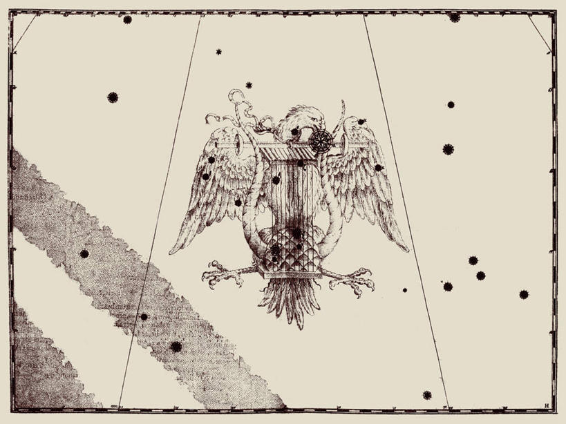 无人,横图,鹰,地图,艺术,科学,星星,摄影,星座,天文学,七弦琴,彩图,雕刻术