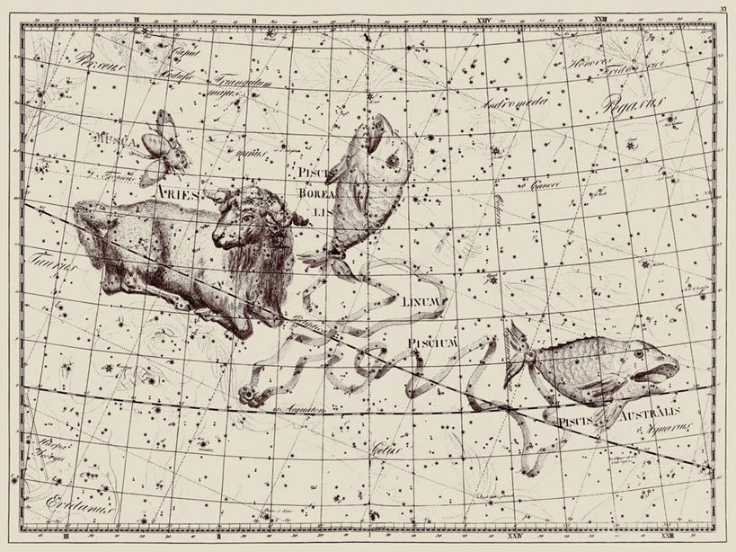 无人,横图,地图,艺术,科学,星星,摄影,星座,天文学,白羊座,双鱼座,拉丁文,彩图,雕刻术