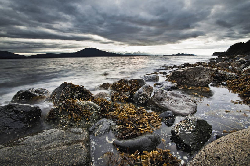 无人,横图,室外,白天,海洋,日落,美国,地形,摄影,宁静,朱诺,潮汐,岩石,彩图,旅行,潮水坑