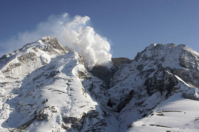 无人,横图,室外,白天,火山,雪,美国,蒸汽,地形,摄影,地质学,活火山,彩图