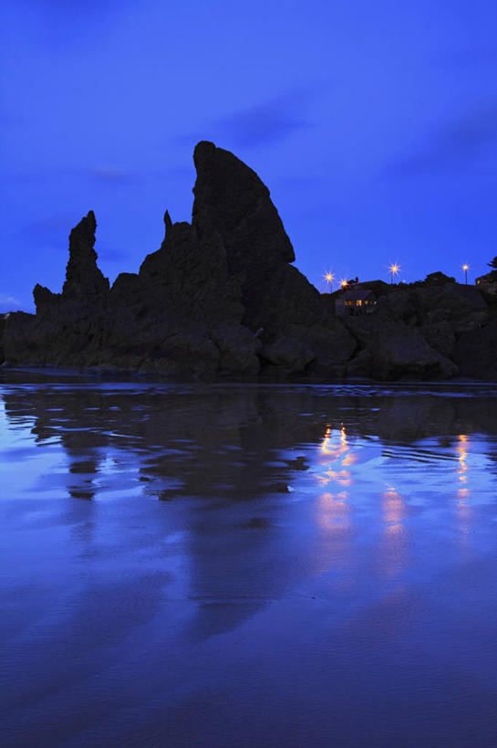 无人,竖图,室外,夜晚,海洋,美国,地形,黄昏,地标建筑,摄影,太平洋,俄勒冈州,班顿,岩石,彩图,旅行