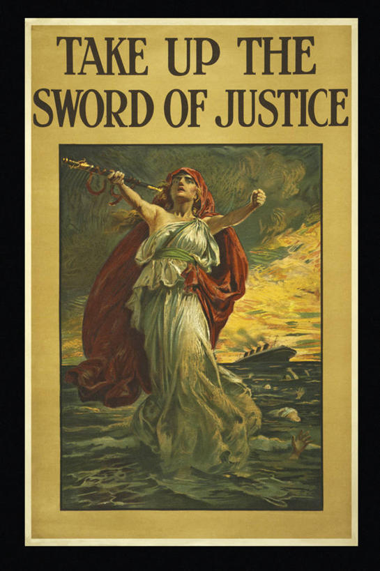 无人,竖图,插画,室外,白天,数码,科技,客轮,英国,阴影,网络,高光,几何,计算机图形,合成,图画,海报,画,战争,英文字母,电脑合成图,数码合成图,剑,合成图,漫画,写实,具体,具象,正义女神,彩图,第一次世界大战,路西塔尼亚号