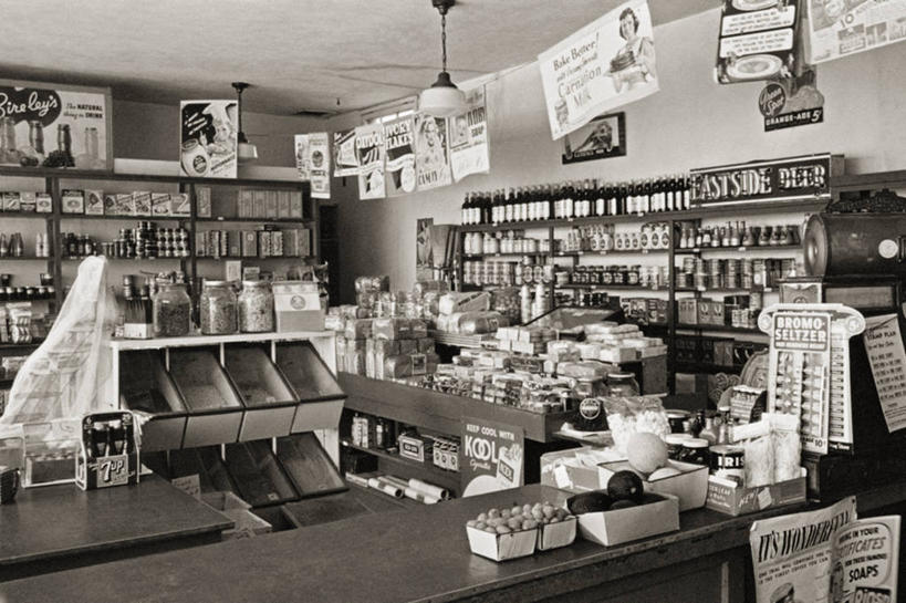 无人,横图,黑白,室内,美国,食品,货物,广告,架子,摄影,超级市场