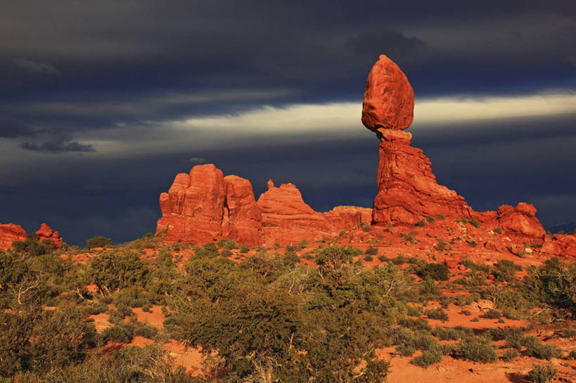 无人,横图,室外,白天,日落,沙漠,红色,摄影,岩层,拱门国家公园,犹他,岩石,彩图
