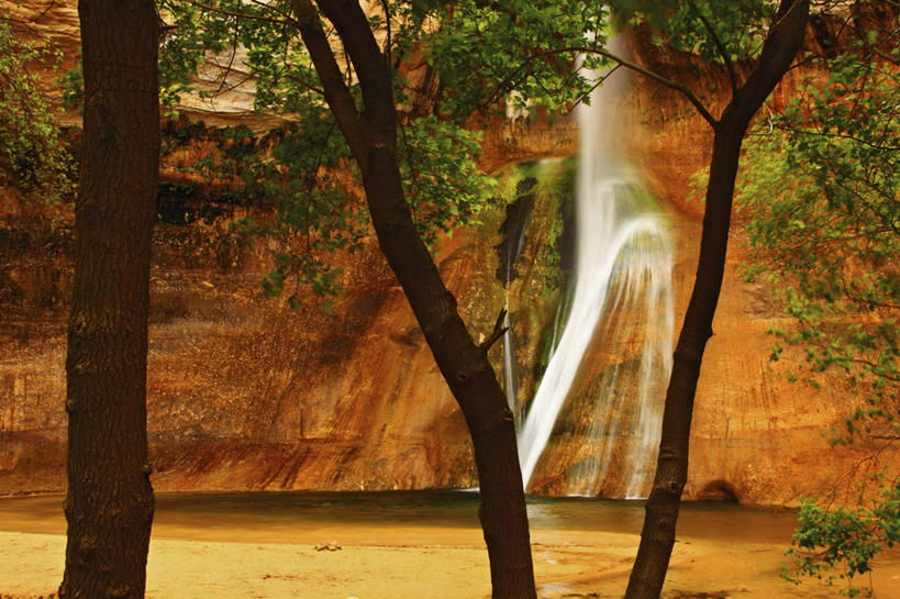 无人,横图,室外,白天,瀑布,沙漠,峡谷,悬崖,树,摄影,绿洲,犹他,大楼梯国家纪念碑,死水,彩图