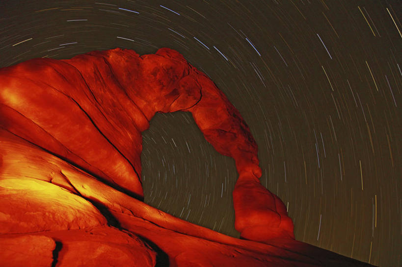 无人,横图,室外,夜晚,石头,沙漠,红色,摄影,岩层,拱门国家公园,漩涡形,犹他,岩石,彩图