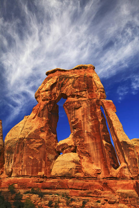 无人,竖图,室外,白天,石头,沙漠,云,塔,摄影,岩层,峡谷地国家公园,犹他,卷云,岩石,彩图