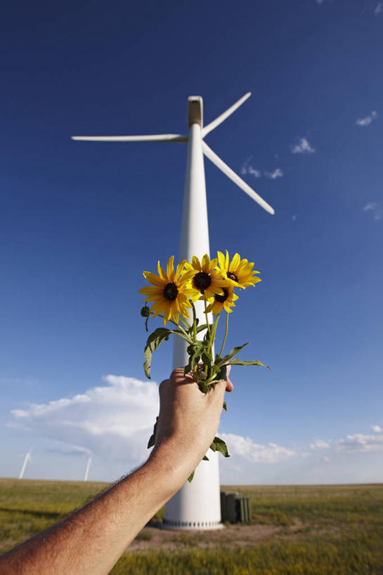 手,手腕,关节,一个人,竖图,室外,白天,风,向日葵,风力,科学,发电机,塔,螺旋桨,旋转,花,花束,平原,转,摄影,能源,电,电源,部分,改变,替代能源,环境保护,涡轮,科罗拉多州,风速计,物理学,四肢,气象学,手臂,风轮机,彩图,大平原
