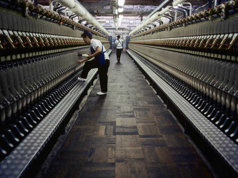 两个人,工厂,横图,室内,纺织品,日本,工作,线,旋转,工业,摄影,羊毛,货运,磨坊,织机,彩图,界港