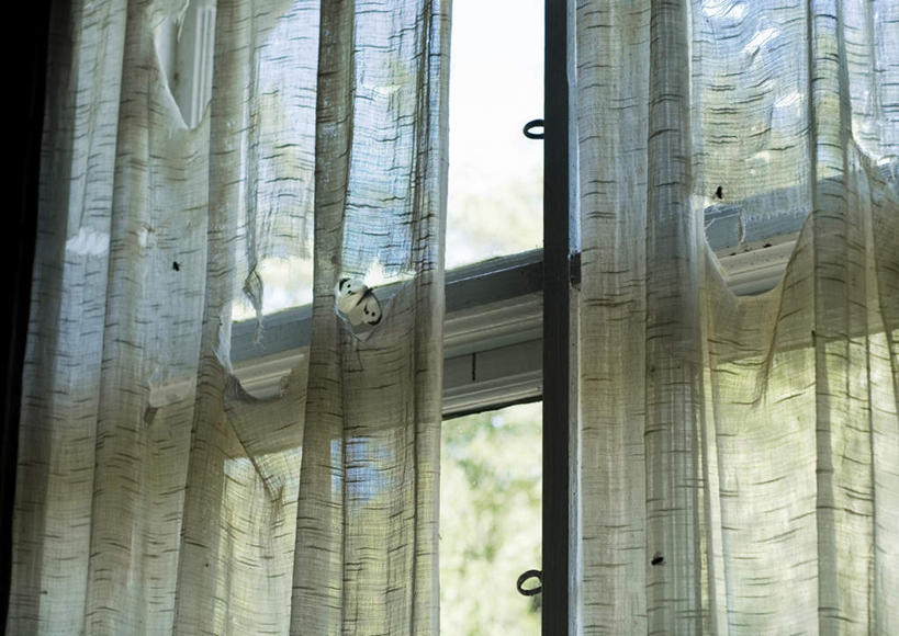 无人,横图,室内,白天,正面,窗户,窗帘,阴影,装饰,平静,光线,影子,灯光,破坏,破损,玻璃窗,帘子,遮阳,安静,宁静,华丽,修饰,损坏,点缀,静谧,衬托,美观,雅致,雅观,沉静,恬静,安祥,僻静,清静,太平,彩图