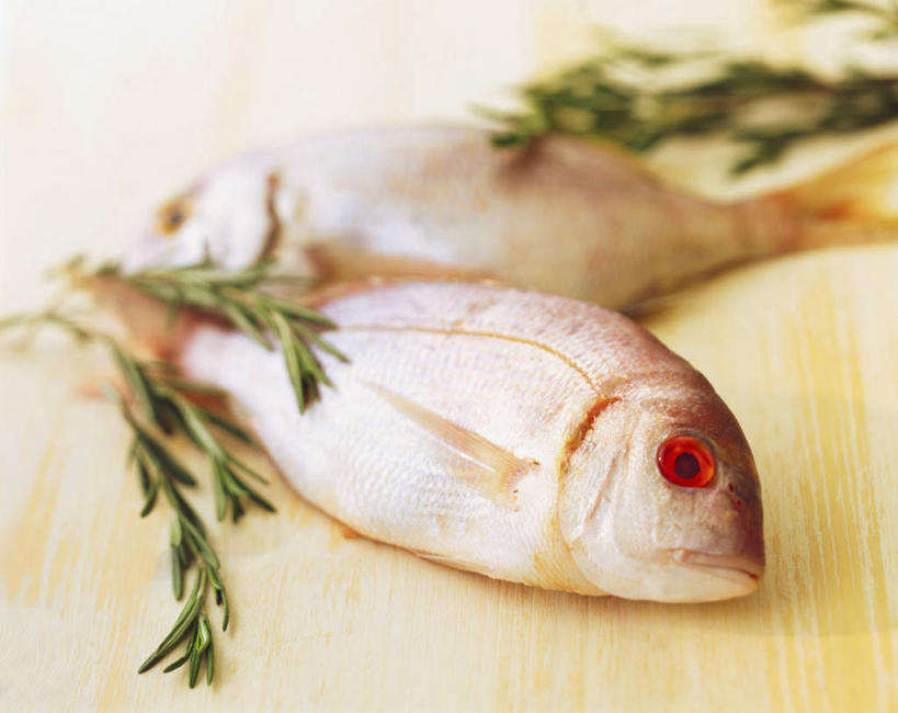 海鲜,无人,横图,俯视,室内,特写,白天,餐桌,桌子,两条,阴影,朦胧,模糊,光线,鱼,影子,调味,香料,佐料,鲷鱼,水产,鱼类,海洋生物,餐台,鲷,海鲷,加吉鱼,铜盆鱼,迷迭香,配料,水生动物,海产品,水生物,海底动物,海洋之露,作料,班加吉,加真鲷,彩图,高角度拍摄