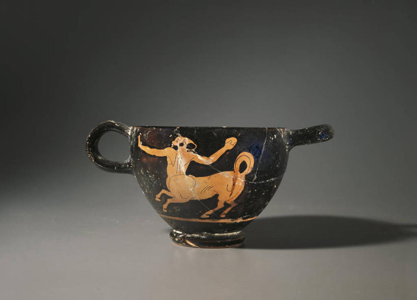 无人,横图,留白,灰色背景,陶瓷制品,历史,古代,一个,灰色,虚构,陶器,摄影,单个,希腊神话,古希腊,古代文明,美术工艺,半人马座,彩图,影棚拍摄,过去