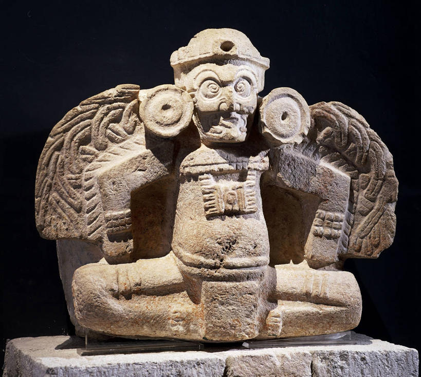 无人,横图,正面,猫头鹰,雕塑,黑色背景,艺术,鸟类,雕像,历史,古代,一个,动物,摄影,宗教,单个,女神,手艺,玛雅文明,长耳枭,古代文明,美术工艺,彩图,影棚拍摄,拟人,拉美文明,过去